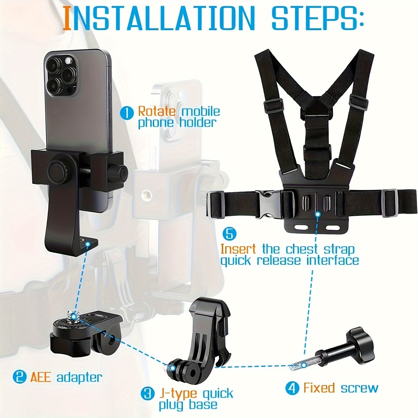 Holder for outdoor cycling, running, video shooting, motorcycling, and driving recording.