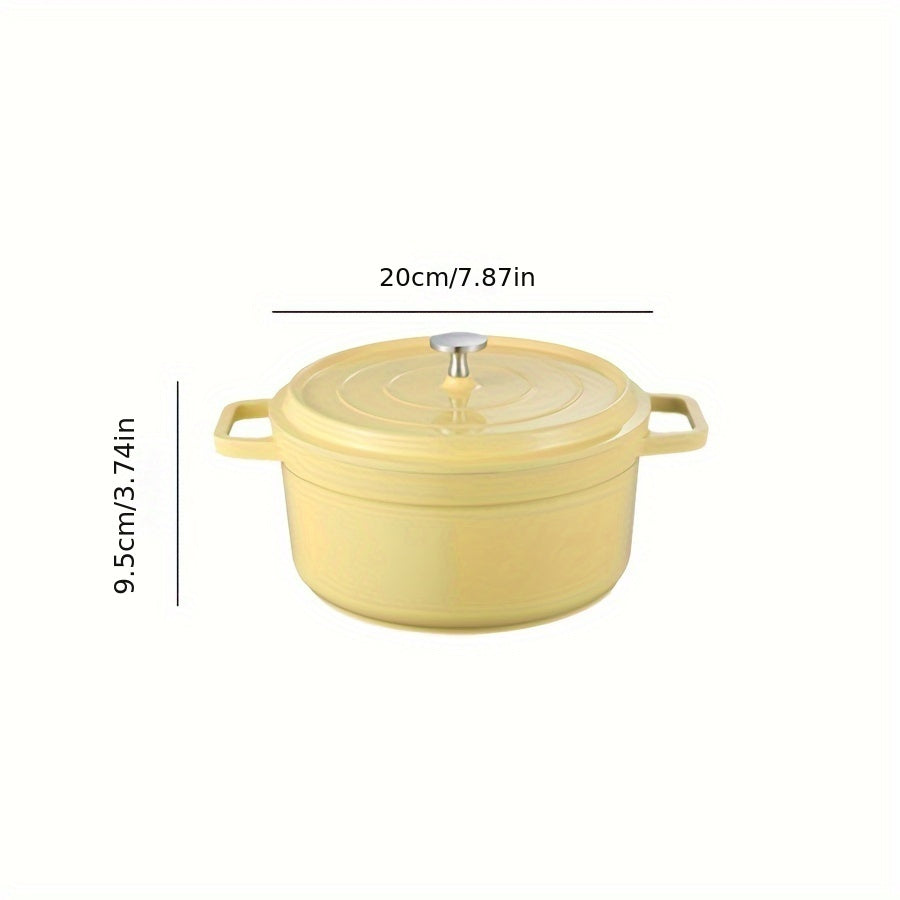 1 piece Enamel Non-Stick Pot with Lid, versatile multi-purpose pot for stewing, making soup, and cooking. Suitable for use in the oven, induction cooker, halogen and gas stove, and electric ceramic stove. Available in sizes 93 oz and 160.6 oz.