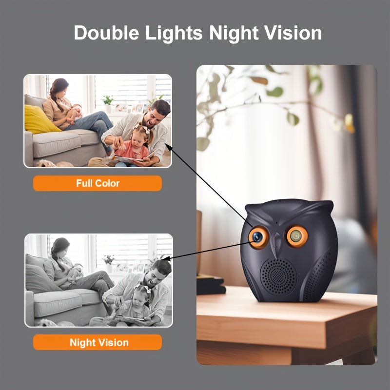 Get the 1pc Owl-Shaped WiFi Security Camera for indoor monitoring. This smart camera features night vision, 1080p HD resolution, and is USB powered. It is also compatible with smartphones, easy to install, and does not require batteries.