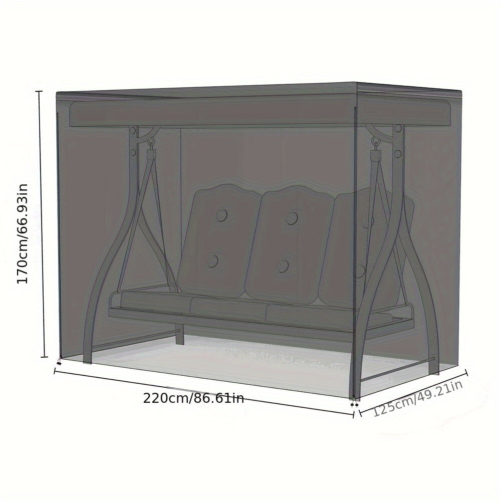 Прочный черный полиэстеровый чехол для качелей защищает садовые кресла-качалки от дождя и пыли, 220x125x170 см, с застежкой на молнии.