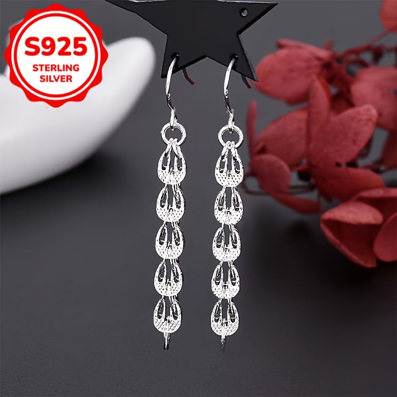 LULUBRO S925 Sterling Silver Elegant Boho Style Feather Dangle Earrings with Hypoallergenic Ear Hooks. Perfect for daily wear or festivals, as well as women's date night or party jewelry. Makes a wonderful Valentine's or birthday gift, weighing 4g.