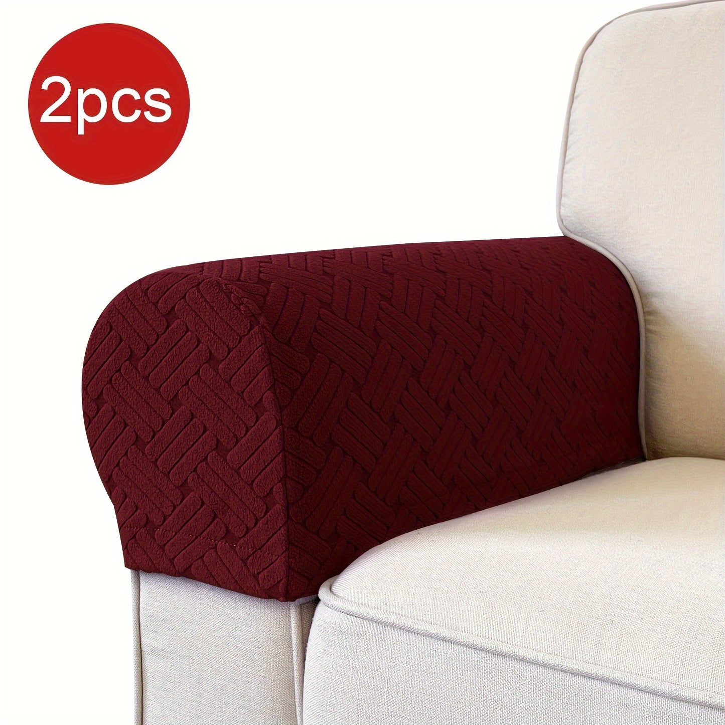 Set of 2 stretch armrest covers for chairs, couches, and sofas. Slipcovers made of spandex for recliner sofas.