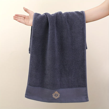 5pc Ultra Soft Cotton Velvet Hand Towels - 34.04x73.66cm, High-Quality & Cooling Comfort for Bathroom, Gym, Travel | Monogram Design in Navy Blue, Light Gray, White, Dark Gray, Light Brown | Multi-Color Options, Bathroom Essentials | Monogrammed Cotton