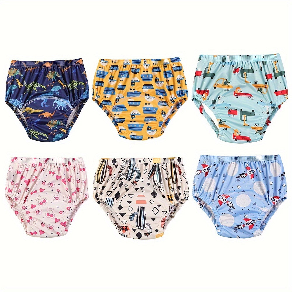 Set of 3 Adorable Patterned Potty Training Pants, Reusable Learning Diaper Shorts