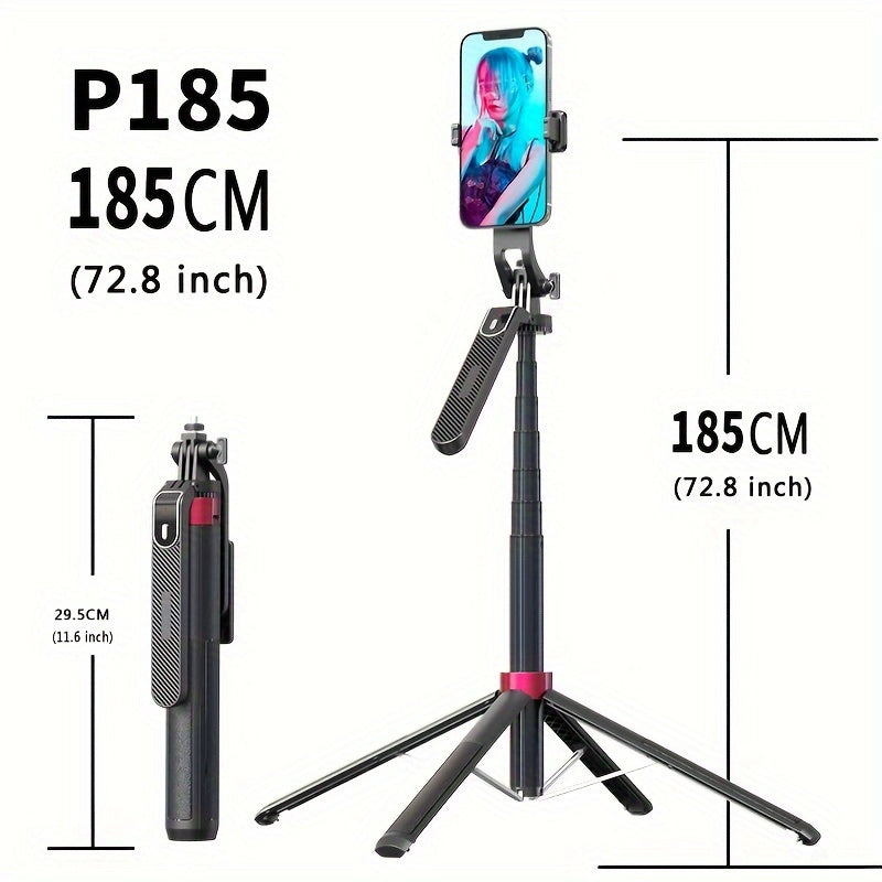 HKXYK 1pc Selfie Stick Tripod with Wireless Remote and 360° Rotatable Phone Stand, Universal Connector, Portable Aluminum Tripod for Video Recording and Live Streaming, Rechargeable Battery