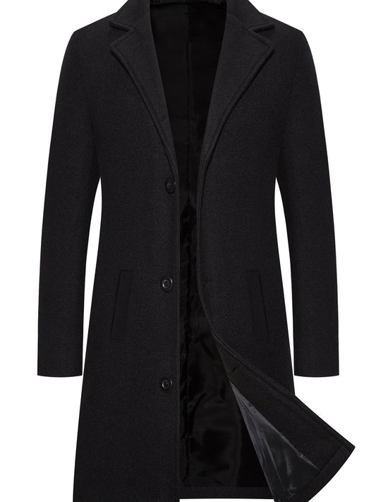 Elegant solid coat for plus-size men, perfect for fall and winter.