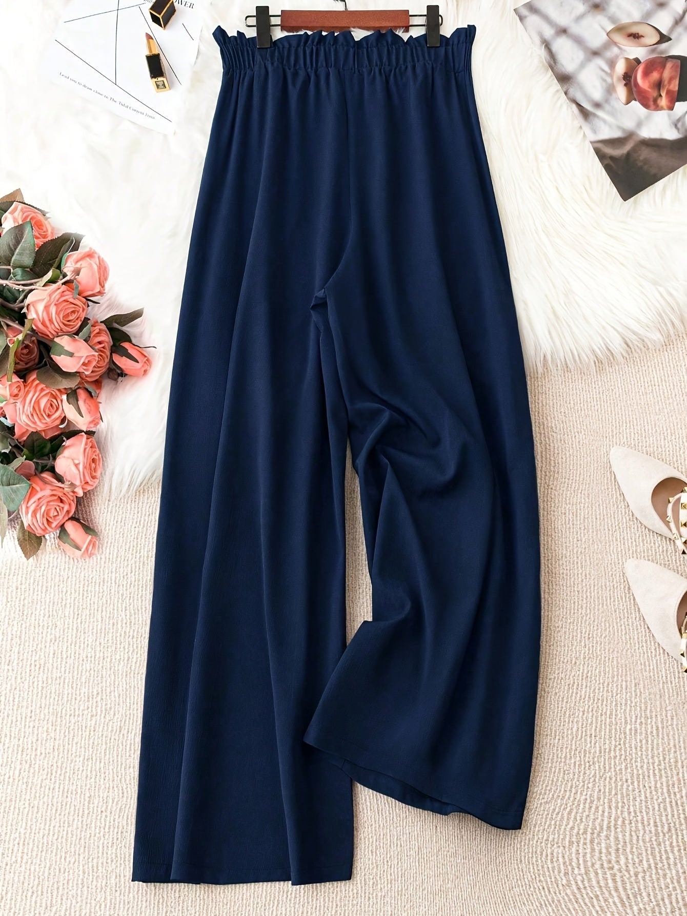 Elegant drawstring waist plus size pants for spring and summer