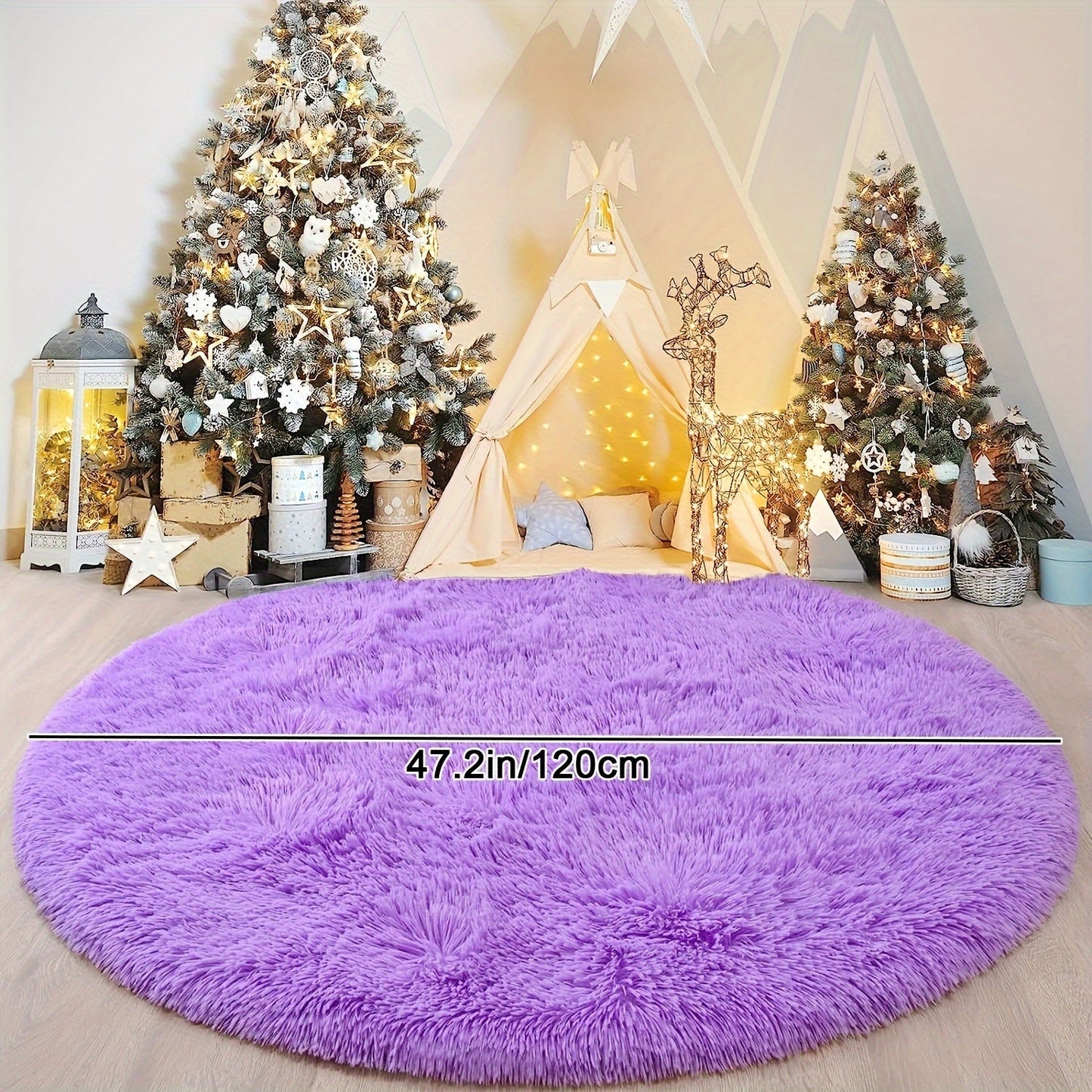 Round Large Ultra Soft Plush Rug - Non-slip and Waterproof Shaggy Throw Rug for Living Room, Bedroom, Nursery, Game Room, and Dormitory. Perfect Teenage Room Decoration - Room Decor (10.16cmX10.16cm)