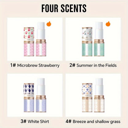 4 YVI Solid Perfume Balm Sticks - Long-Lasting, Fresh & Natural Scents, Perfect for Dates - Floral, Fruity, Geometric Patterns in Golden-Trimmed Tins