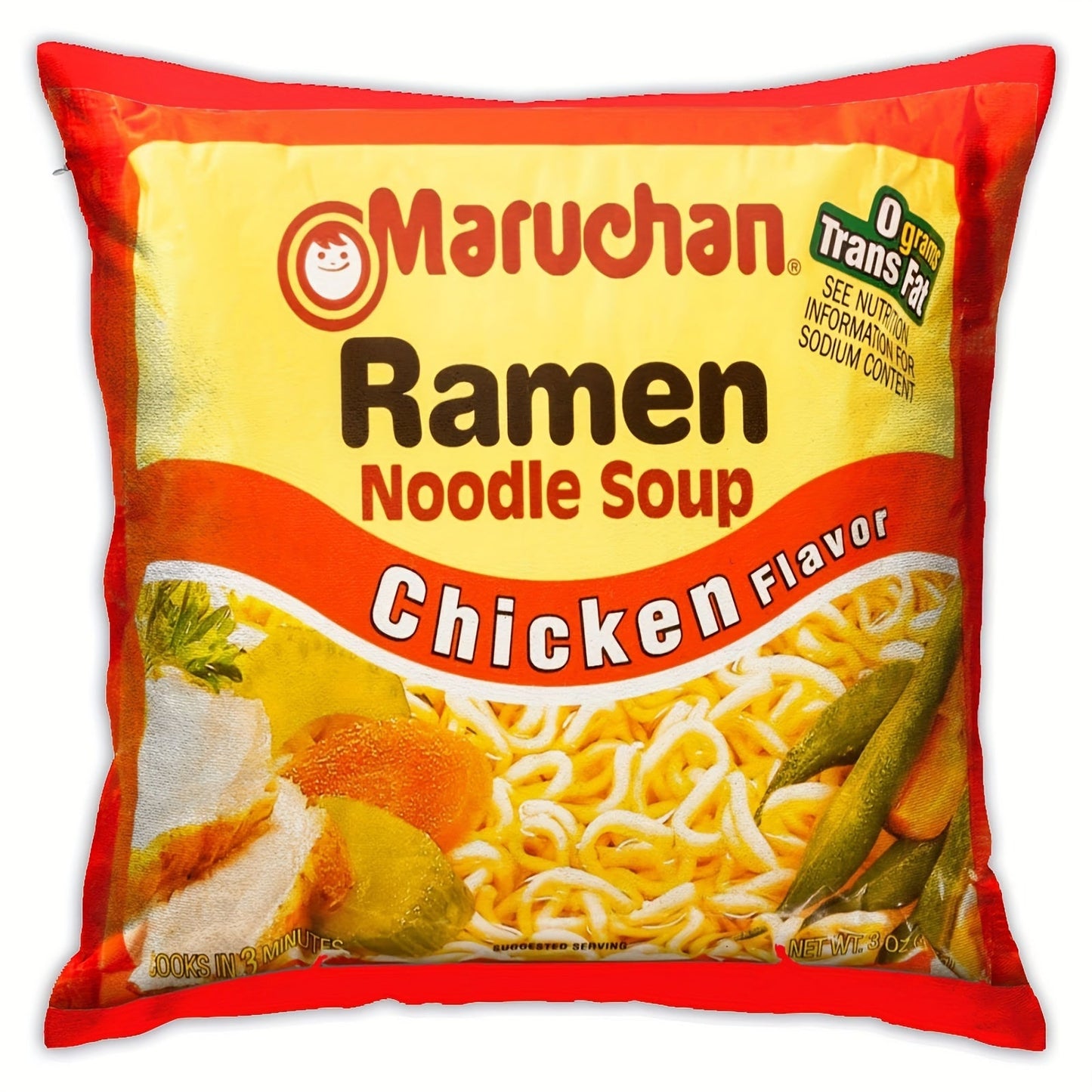 Get the perfect addition to your home decor with this hilarious Instant Ramen Noodle Soup Chicken Throw Pillow Cover. This novelty cushion case is made of cozy and soft material, perfect for adding some fun to your bedroom, couch, or sofa. Measuring