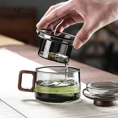 1 pc 200ml glass tea cup with infuser, heat-resistant, reusable, ideal for home and office, great for loose leaf tea.