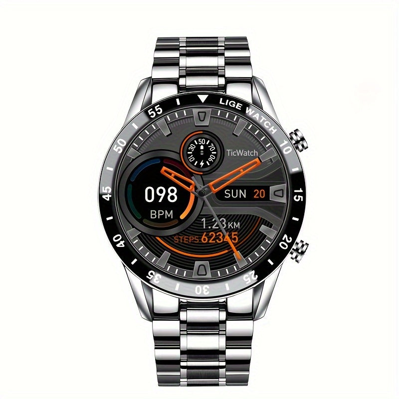 Full Circle Touch Screen Steel Band Call Man Smart Watch Waterproof Sports Activity Fitness Smartwatch for Men - LIGE 2023