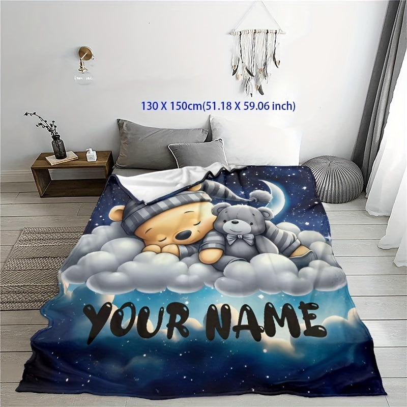 Customize your own digital print flannel throw blanket - Perfectly cozy and hypoallergenic for all seasons. Great for bed, sofa, or travel. Features a modern knitted design and optional custom name. The perfect gift for birthdays and holidays.