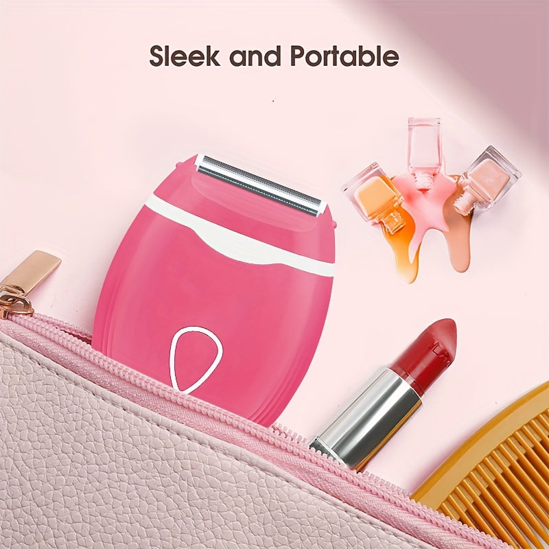 Women's electric shaver for bikini legs, underarms, and public hairs, portable for wet and dry use without batteries.