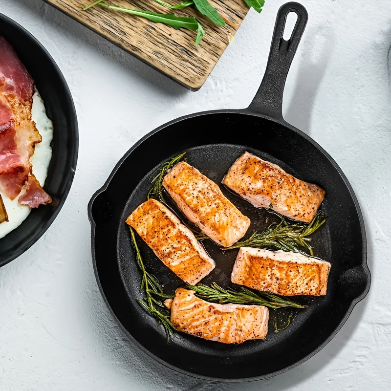 Cast Iron Skillet Set with Scraper & Lid - 3 Pieces, Pre-Seasoned Non-Stick Cookware for Frying, Stirring, and Baking - Must-Have Kitchen Tools.