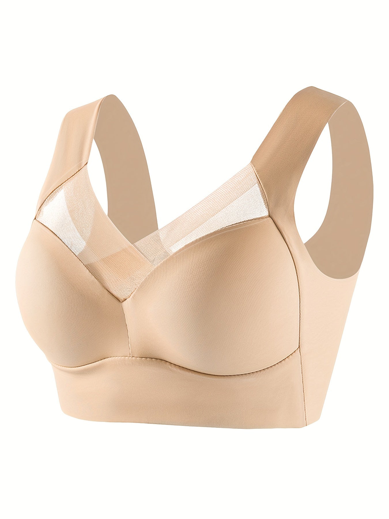 Wireless bra with mesh stitching for full coverage and comfort - perfect for women's lingerie and underwear.