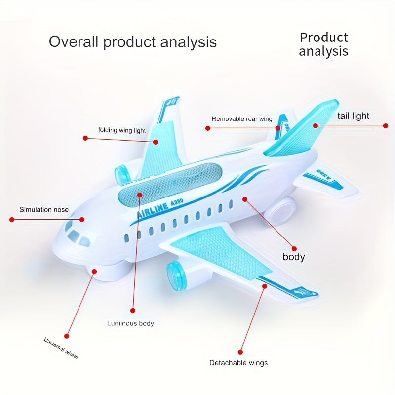 [Top Pick] Fun Airplane-Shaped Toy Featuring Vibrant Lights & Moving Music - Ideal Present for Kids Ages 3 and Up, Requires Batteries (Not included)