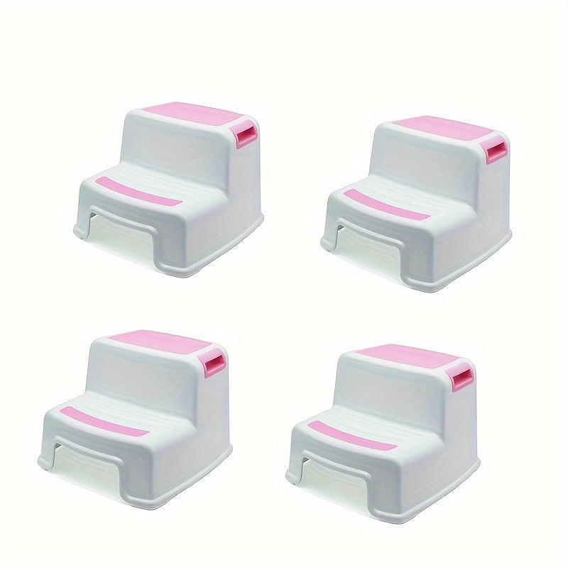 Step stool set made of plastic, perfect for children aged 3-12. Features a non-slip design and is easy to clean.