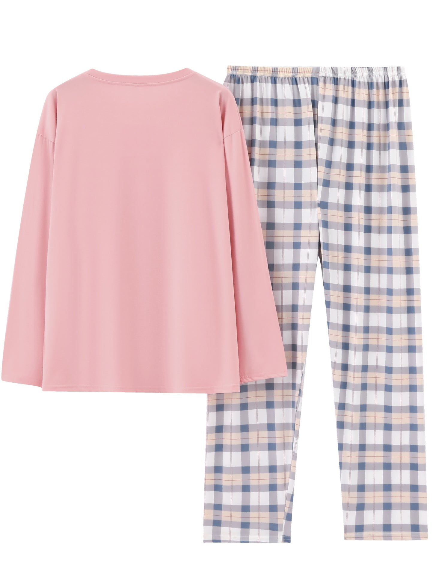 Spring and Autumn Plaid Long Sleeve Pajama Set, Cozy Home Wear