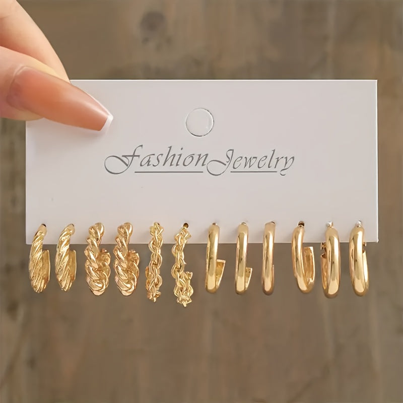 Set of delicate vintage-style hoop earrings in zinc alloy, a pretty and elegant gift for women.