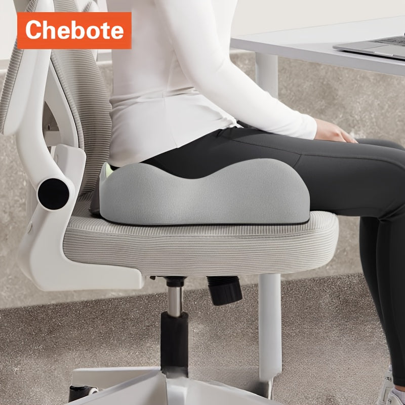 Ergonomic memory foam cushion supports tailbone and back for various seats, hand washable, mixed colors.