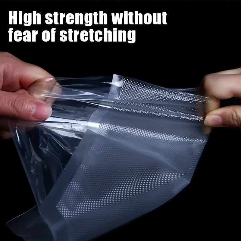 Embossed Vacuum Sealed Food Storage Bag with Transparent Design, Made from Space-Saving Plastic Material, Requires No Electricity, Compatible with Vacuum Preservation Machine for Food Packaging.