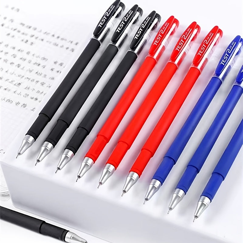 10-piece gel pen set, ideal for students, exams, office, and school, includes red, black, water, and carbon pens.