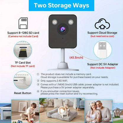 Zhxinsd Indoor Security Camera - 1080P HD with Motion Detection, Smart Night Vision, Two-Way Audio, and WiFi Connectivity for Home Safety Monitoring.