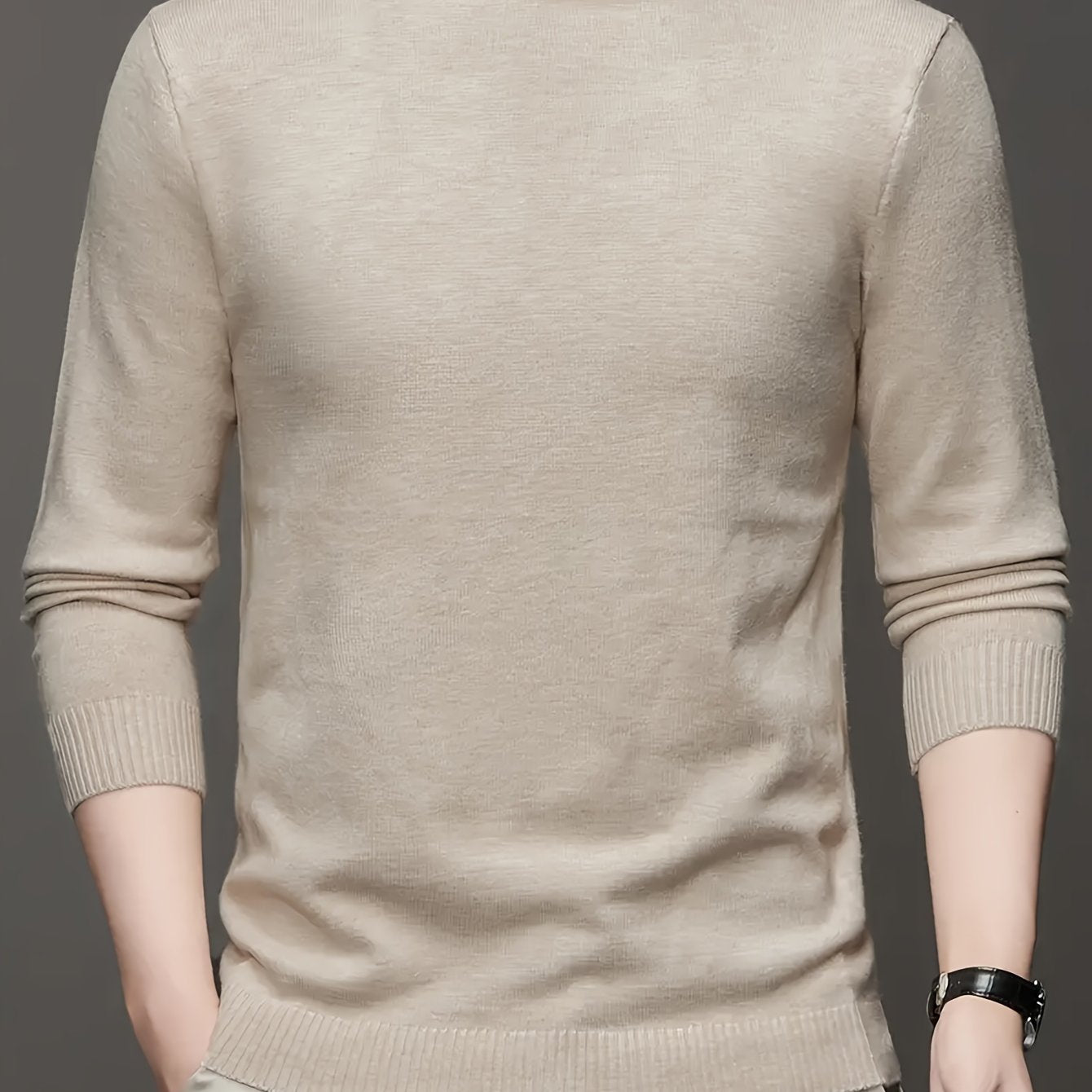 2024 Men's Solid Color Turtleneck Knitted Sweater Pullover, Warm Underwear Top for Autumn and Winter.