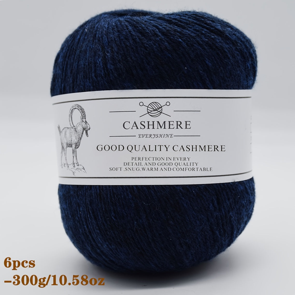 6-Pack Luxurious Cashmere Yarn for Knitting and Crocheting - Soft, Warm, Durable 80% Cashmere 20% Acrylic Blend - Perfect for Sweaters, Pants, Gloves, Hats, and DIY Crafts - 1.76oz Each