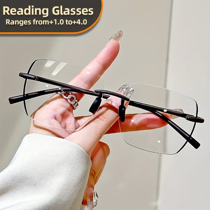 Elegant oversized square reading glasses for men and women made of high-quality PC material. Anti-fatigue and perfect for newspapers, books, computers, and daily work. Durable and