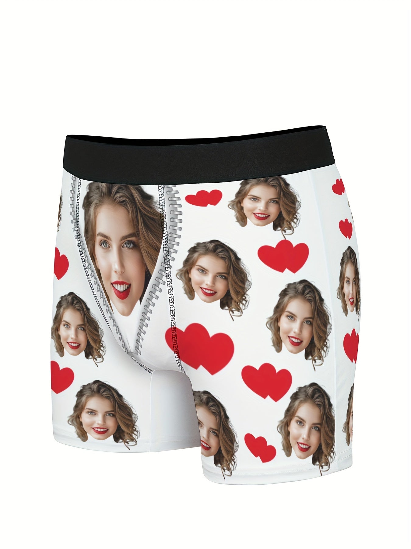 Personalized men's briefs with custom photos- perfect gifts for boyfriends or husbands on Valentine's Day.