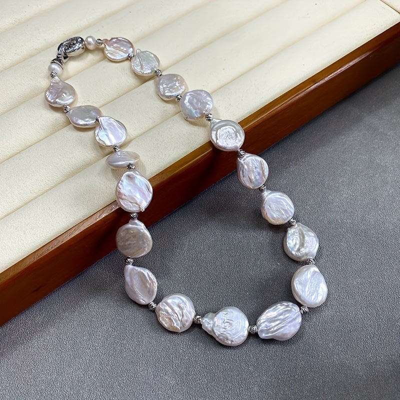 Stylish Baroque Style Freshwater Pearl Necklace featuring Pear-Shaped Beads - Ideal for both Casual and Formal Occasions