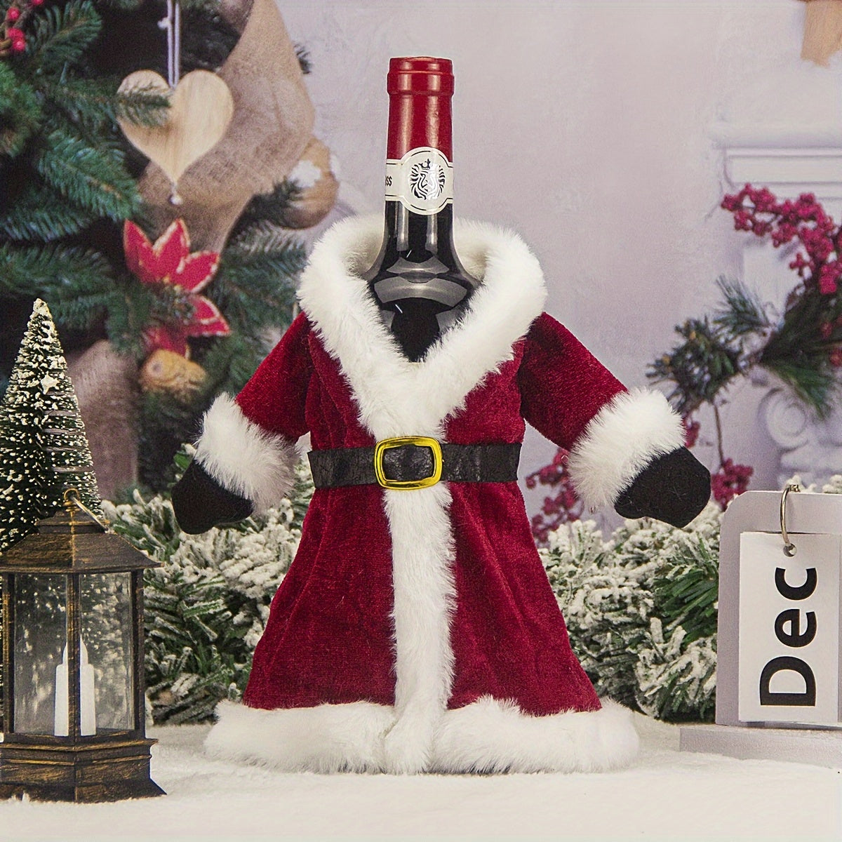 Red wine bag, Christmas wine bottle cover, bottle sweater, travel case, leak-proof cap for wine enthusiasts at Christmas parties or family gatherings.