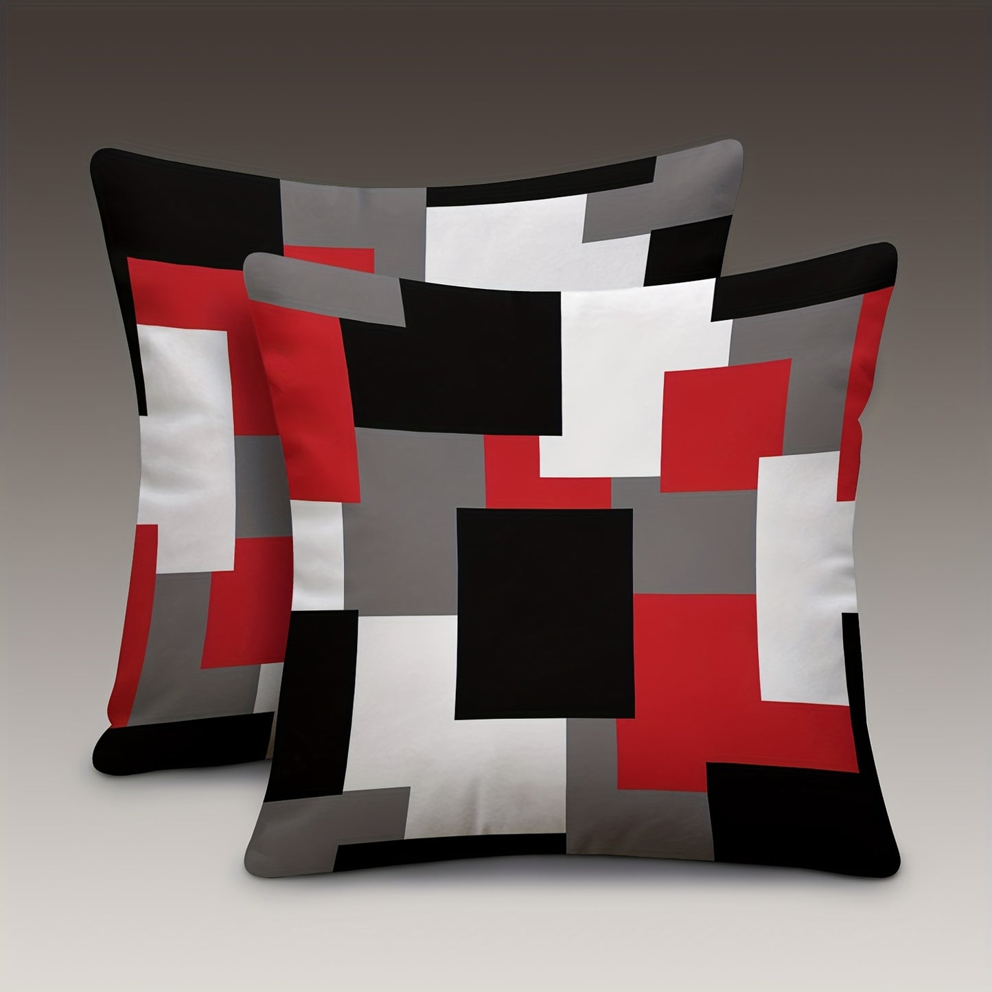 Set of 2 Modern Geometric Throw Pillow Covers, 45.72x45.72 cm, Dual-Sided Design, Soft Polyester, Zip Closure - Ideal for Living Room & Bedroom (Inserts Not Included)