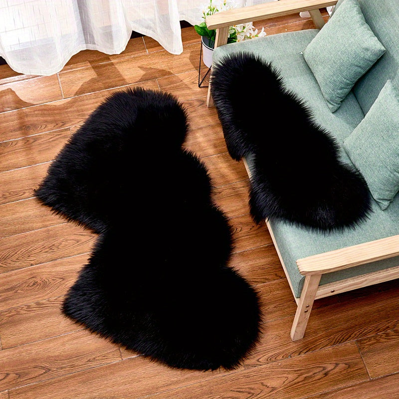 Double Heart Faux Sheepskin Rug, Heart Shaped Fluffy Rug, Soft Plush Shaggy Carpet Area Mats, Girls Bedroom Sofa Decor, Home Floor Accent