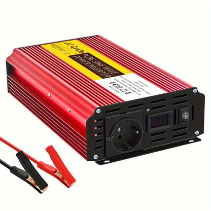 5000W/4000W Pure Sine Wave Inverter converts DC 12V/24V to AC 220V, 50Hz for car electronics with EU plug.