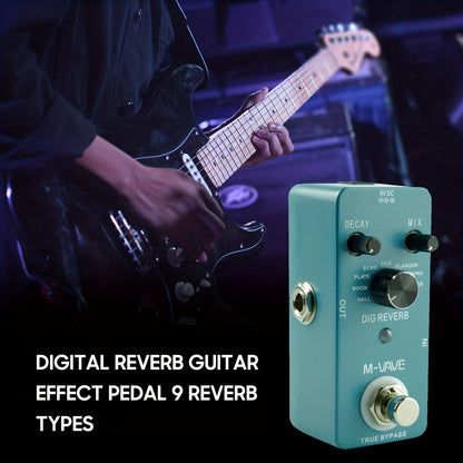 M-VAVE DIG REVERB Guitar Effects Pedal - 9 Digital Reverb Types, USB Powered, True Bypass, Full Metal Shell, Decay & Mix Control, for Electric Guitars