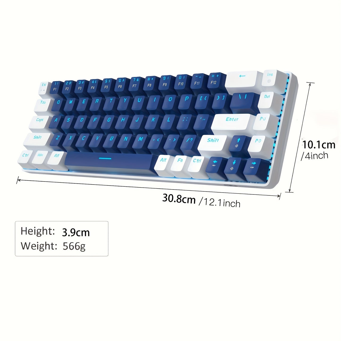 MAGEGEE Compact 60% Mechanical Gaming Keyboard with Blue Switches, LED Backlit, Ergonomic Design for Windows, Laptop, PC, Mac - Portable & Sleek Black Finish.