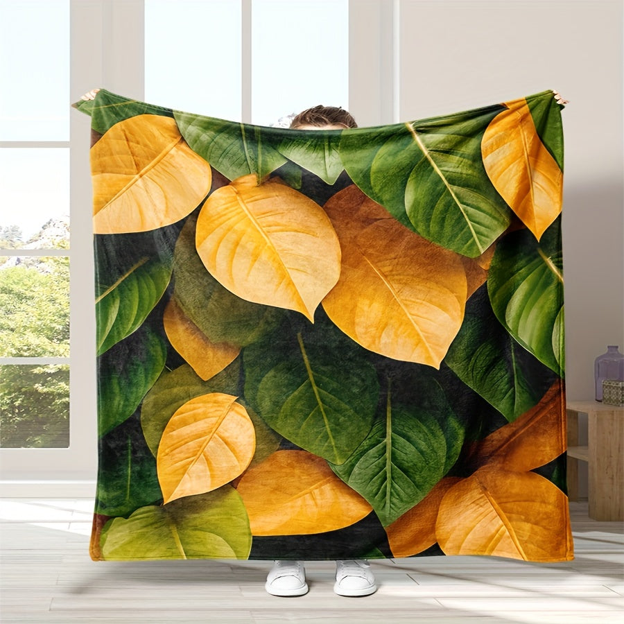 Get cozy with our 1pc 3D leaf print flannel blanket! Perfect for snuggling up on the sofa, bed, or even at the office. This soft and cozy throw blanket is ideal for travel and naptime, making it a versatile option for any occasion. Whether you're gifting