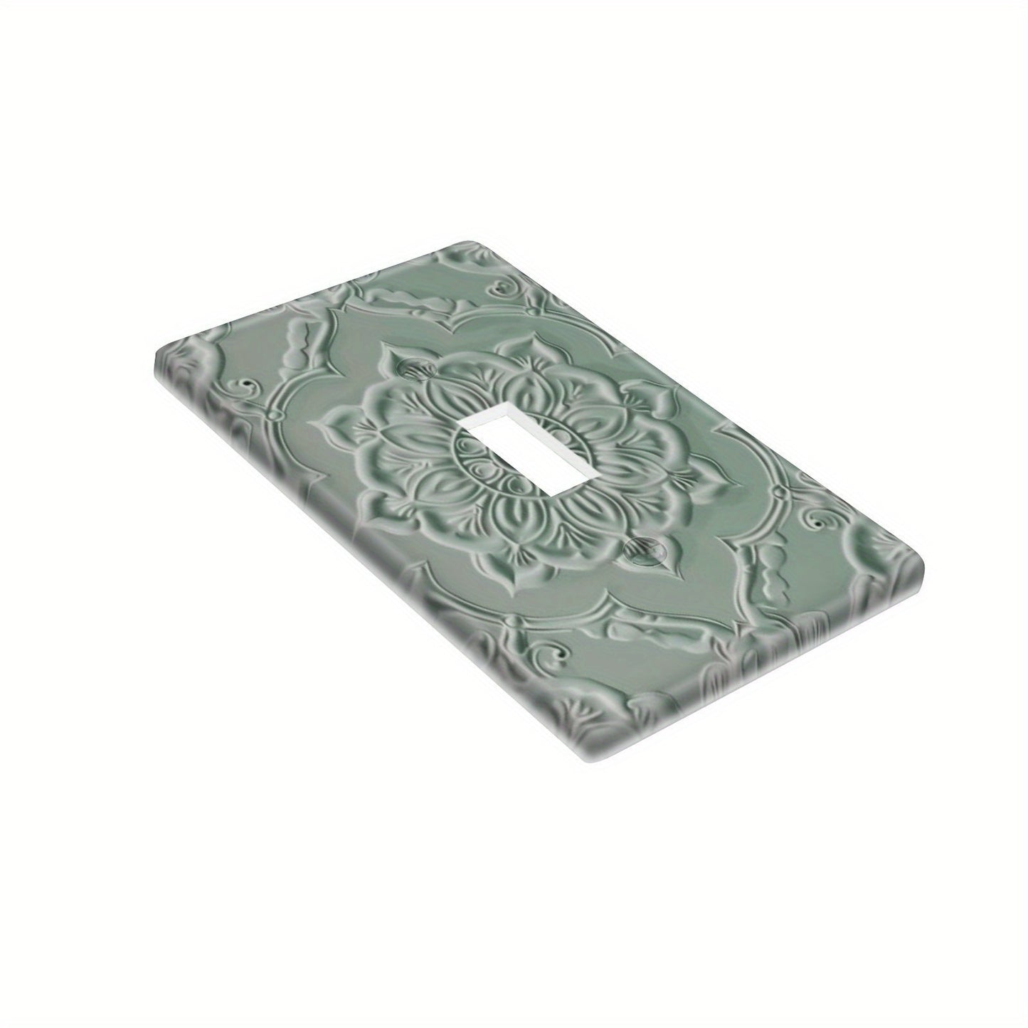 Sage green beige decorative light switch cover, easy to install, no wiring or battery needed, for bedrooms and bathrooms.