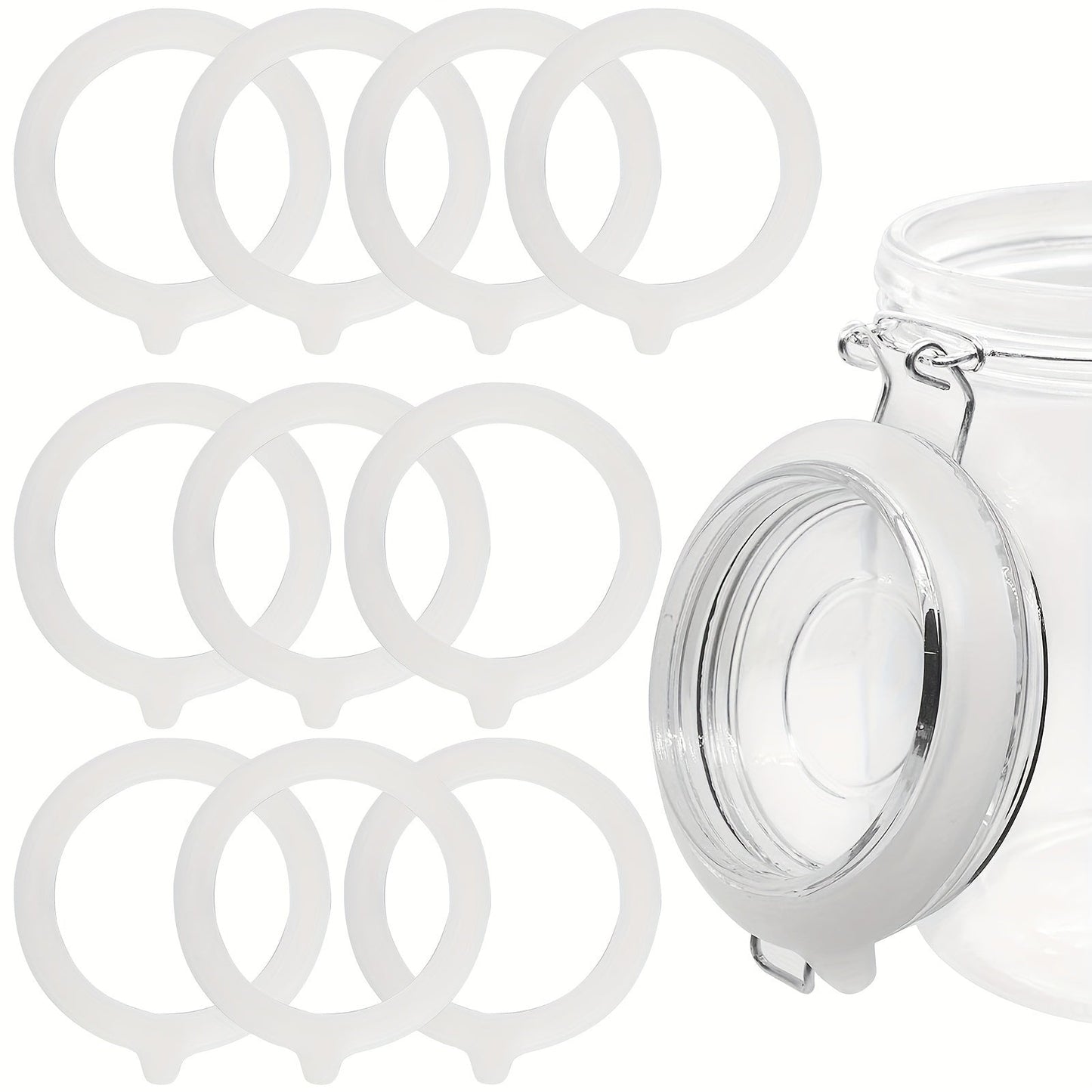 Set of 10 White Silicone Can Sealed Rings for Ordinary Cans, Jars, and Bottles. Perfect for Kitchen Organization and Storage. Essential Kitchen Accessories.