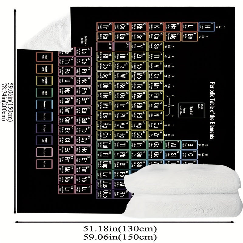 Stay cozy and learn with our Chemistry Periodic Table of Elements Fleece Blanket! This colorful and educational design is perfect for students and teachers alike. Whether you're snuggling up for a nap in the office or using it as a study aid, this