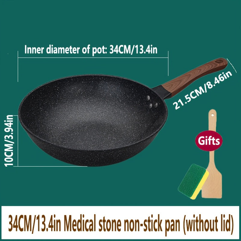 Multi-functional Cast Iron Pan with Non-Stick Coating - Minimizes Smoke, Ideal for Cooking Eggs and Steaks, Works on Induction and Gas Cooktops, Must-Have Kitchen Tool (30.0cm - 34.01cm)