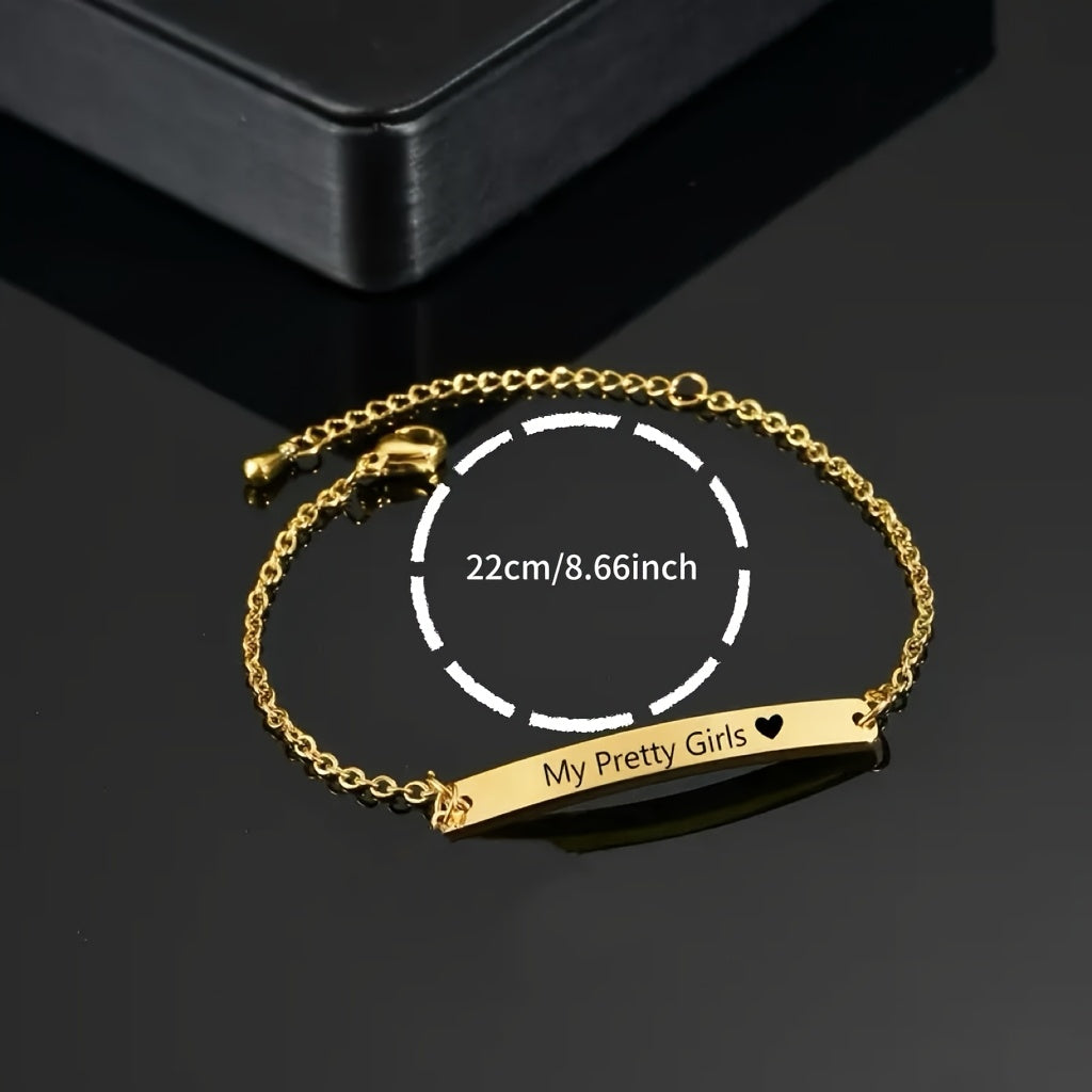 Elegant Minimalist Custom Name Bracelet for Women, Made of Stainless Steel with Heart and Star Charms. Ideal Gift for Any Occasion. Personalized and Suitable for Giving. Add a Touch of Bling to Your Look.