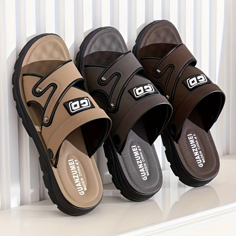 Casual men's sandals for summer outdoor wear with alphabet design and dual-purpose function.