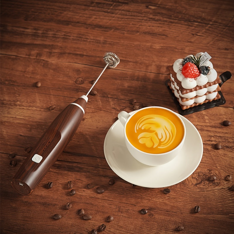 Handheld Blender/Coffee Frother with USB Rechargeable Hand Frother and 2 Stainless Whisks - 3-Speed Adjustable Milk Frother for Cappuccinos, Hot Chocolate, Milkshakes, and Egg Mixing