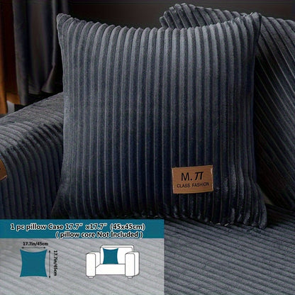 Luxurious plush sofa cover with label, thick and warm for winter. Pet-friendly, non-slip, modern design for living room, bedroom, or office decor.