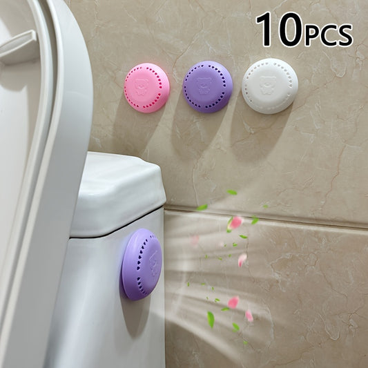 10 scented air freshener tablets in Cherry Blossom & Lavender scent for long-lasting odor elimination in various spaces. Made with compressed solid deodorizer and includes an extra shell.