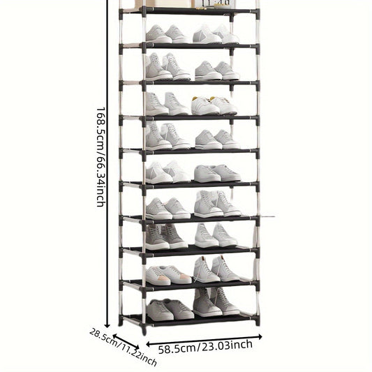 A space-saving and practical home shoe rack with 10 layers.